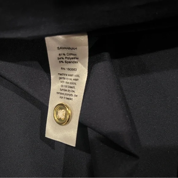 Hinson Wu Savannah Shirt Blouse Side Zippers French Cuff 3/4 Sleeves Navy Sz S - Picture 12 of 14